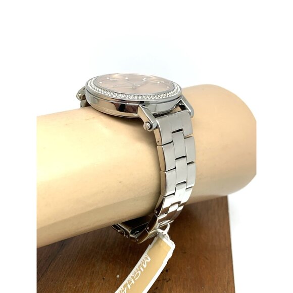 Michael Kors Women's Watch MKO-1050 Quartz Rose Dial Silver Stainless Steel 38mm - Picture 12 of 14